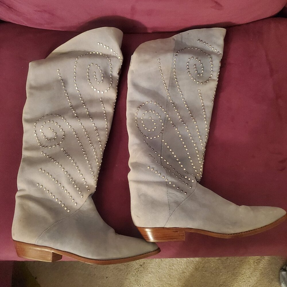 Wms. Sz. 9 Vintage Blue Studded Western Boot